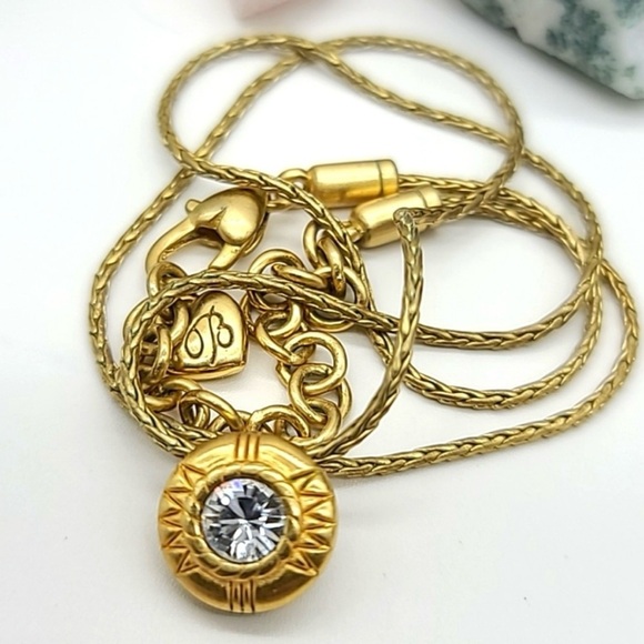 Brighton Reversible Gold Pendant Necklace with Crystal Accent (Clear and Gold) - Picture 3 of 6